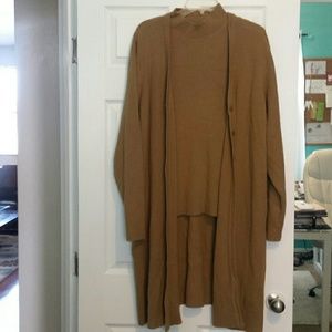 2 Pc Mock Turtleneck and Cardigan Set